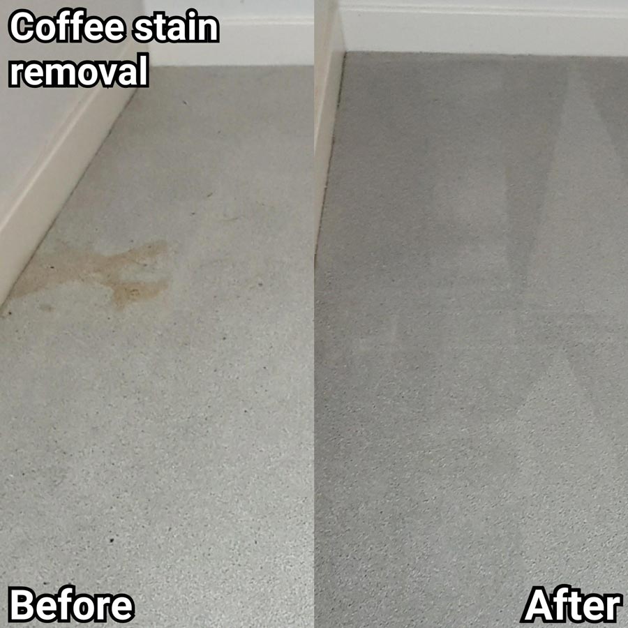 Coffee stain removal before and after - Carpet cleaning Brighton
