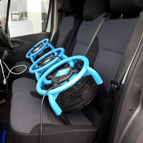 Using air movers to help dry seats after deep cleaning Air drying seats after deep cleaning Brighton