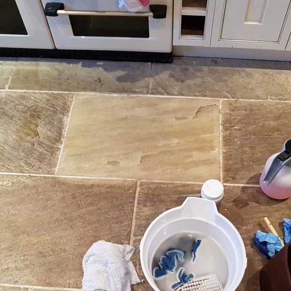Limestone floor cleaning Brighton - demo cleaning Limestone floor cleaning Brighton - demonstration