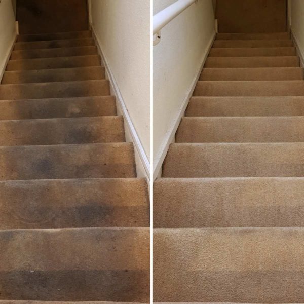 Beige stair carpet cleaning before and after Beige stair carpet cleaning before and after