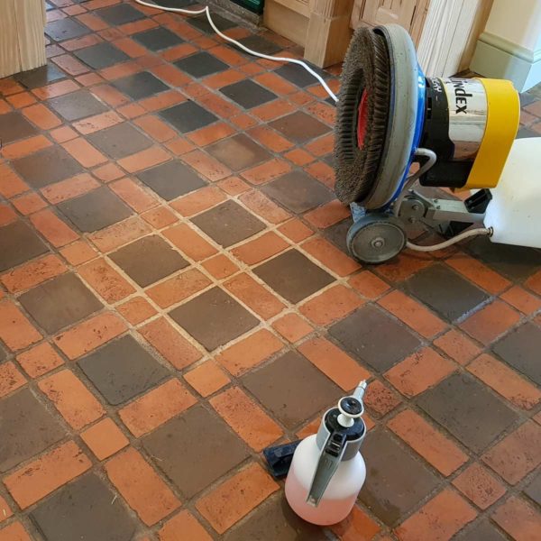 Quarry tile floor cleaning demo Quarry tile floor cleaning demo