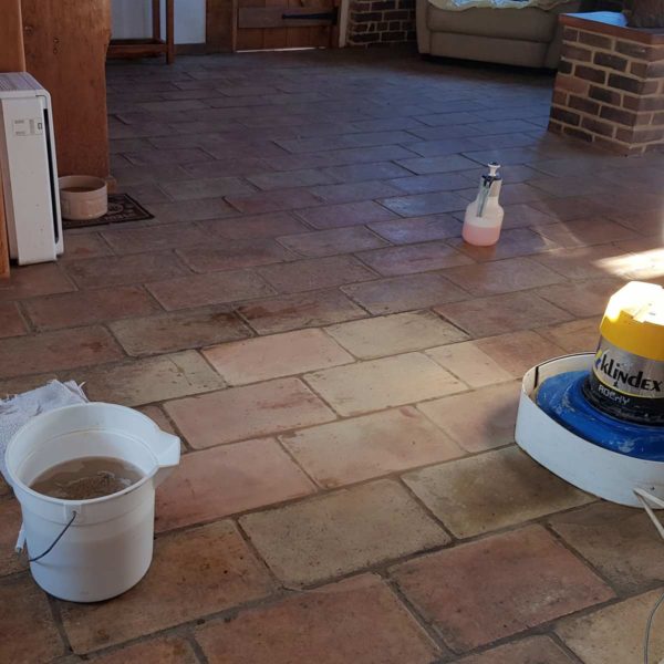 Terracotta floor cleaning demo - Hailsham Terracotta floor cleaning demo - Hailsham